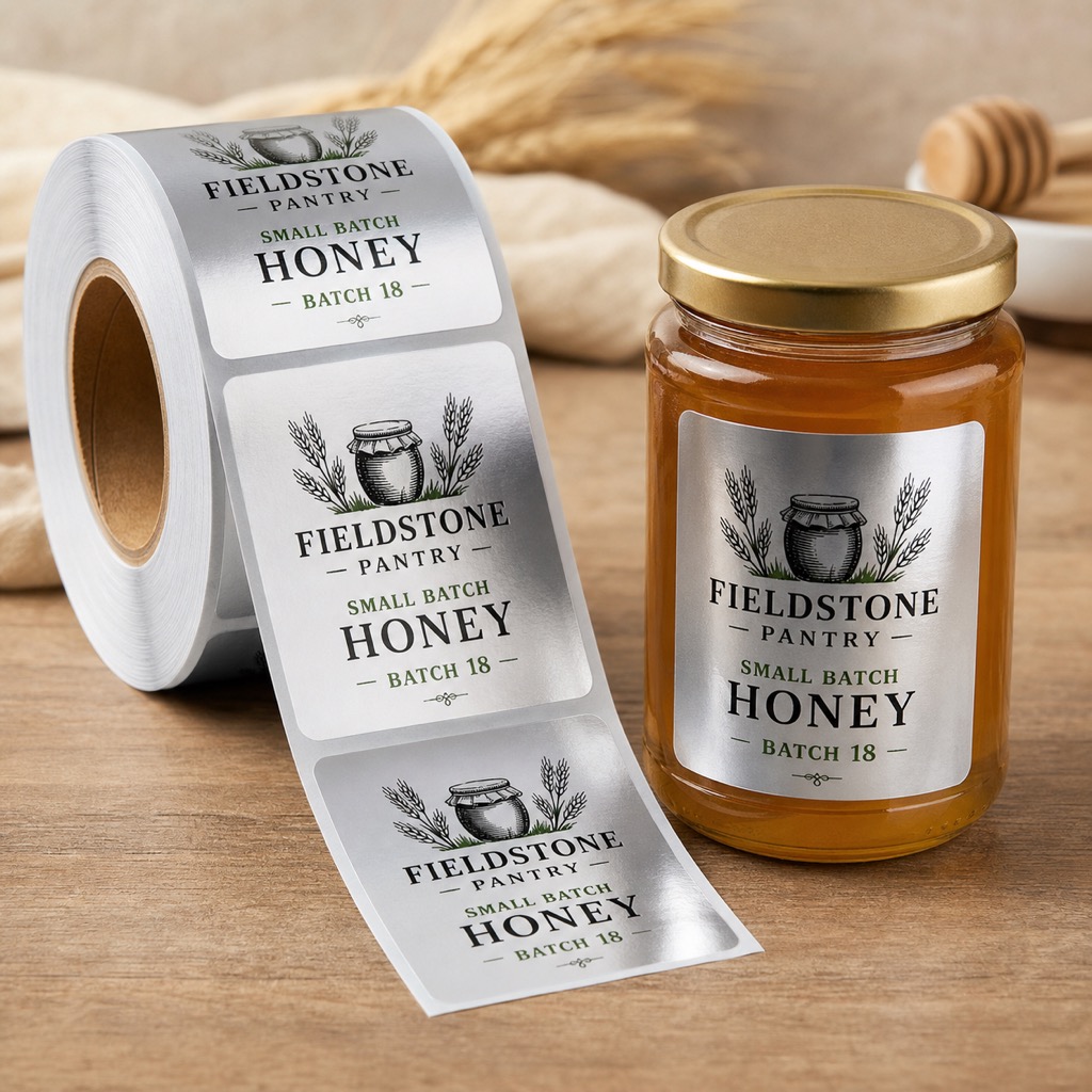 Bright Silver Roll Labels