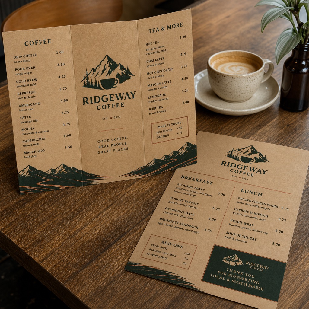 Brown Kraft Menus