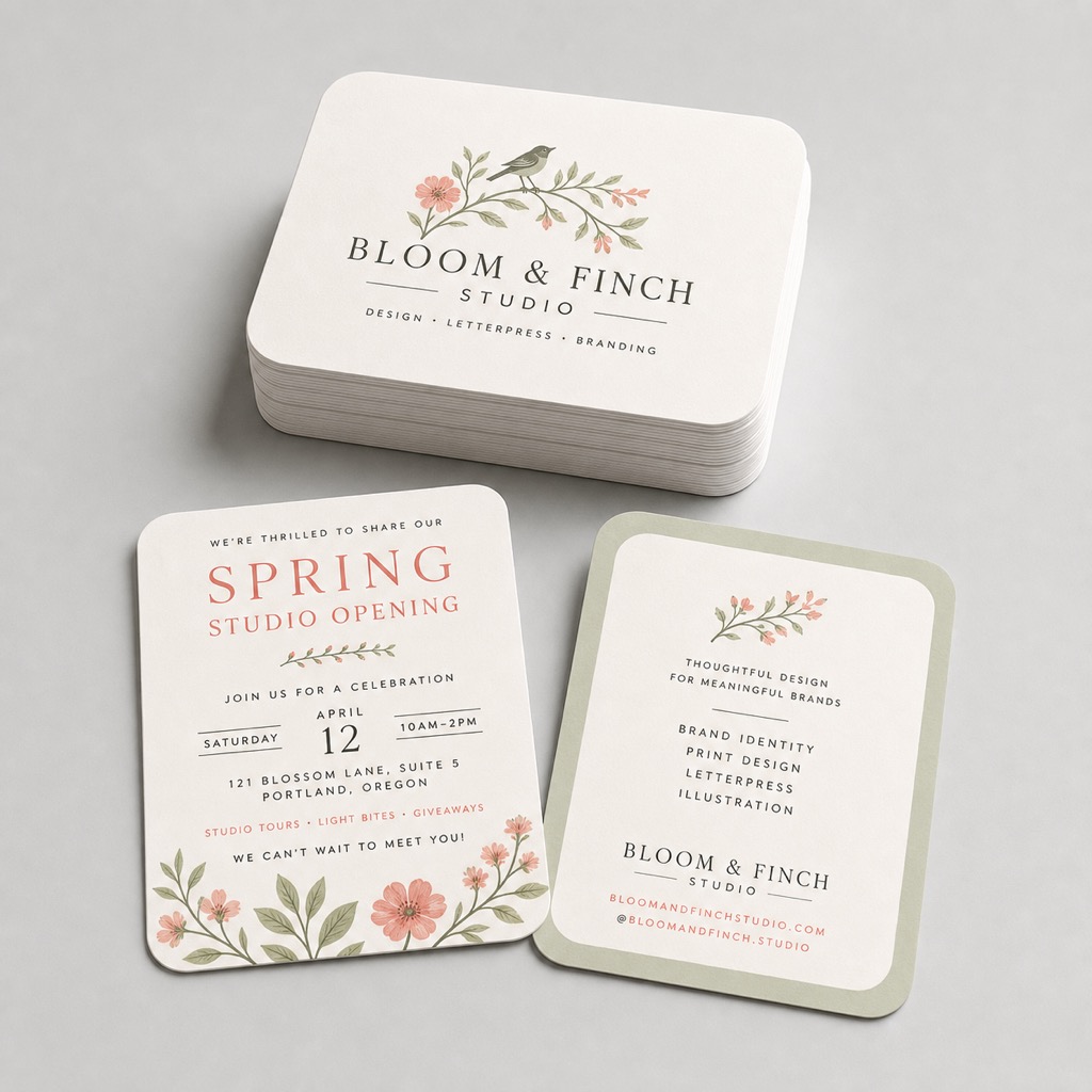 Round Corner Announcement Cards